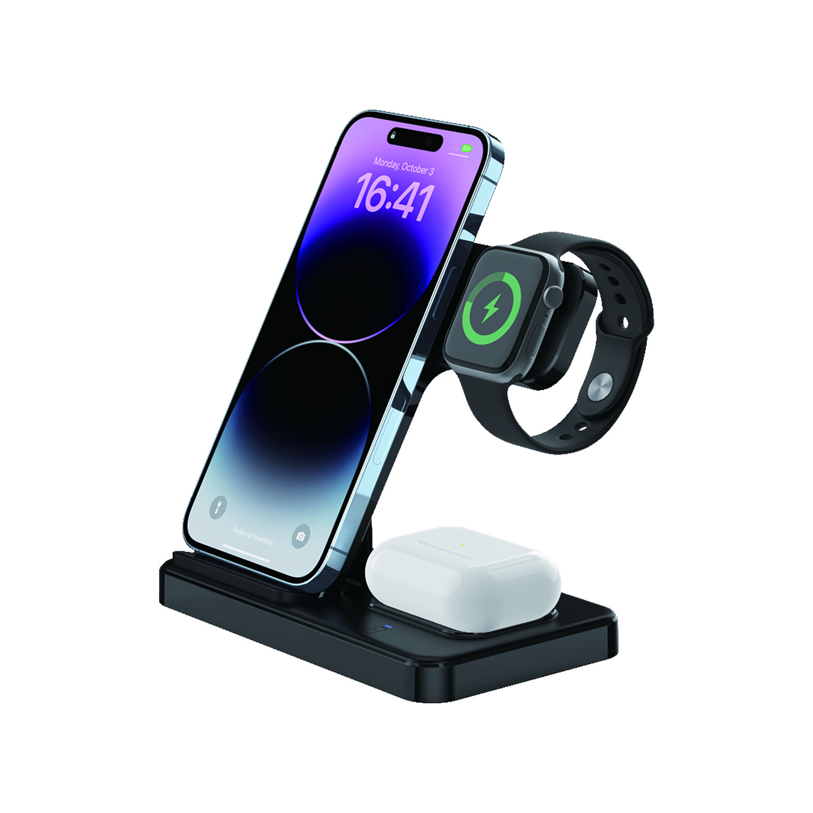 Z5G 15W 3 in 1 Fast Wireless Charging Station Foldable Stand for Apple Watch