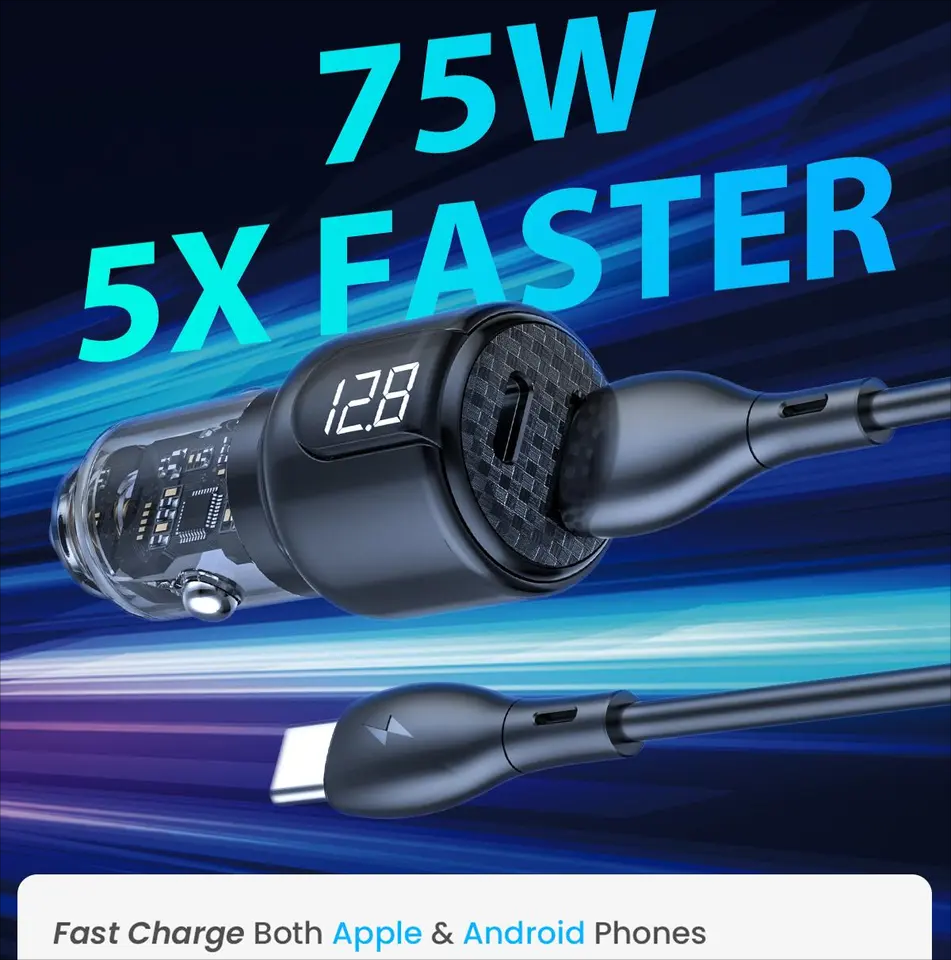 C36-95W AC Fast Charging Transparent Car Charger
